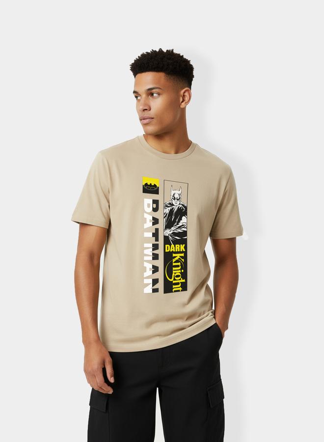 Batman Men Beige Batman Graphic Print T-Shirt - Image 1