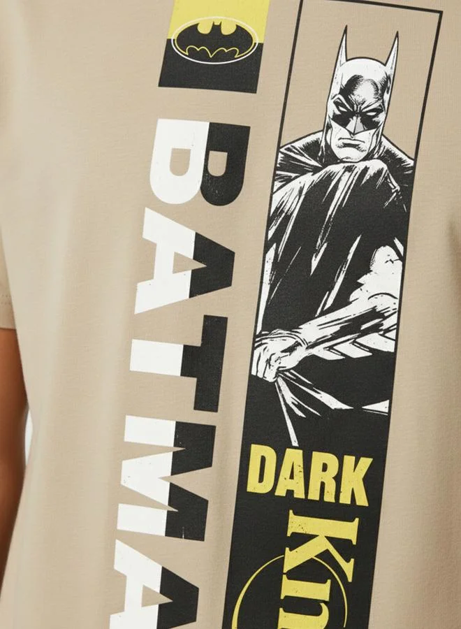 Batman Men Beige Batman Graphic Print T-Shirt