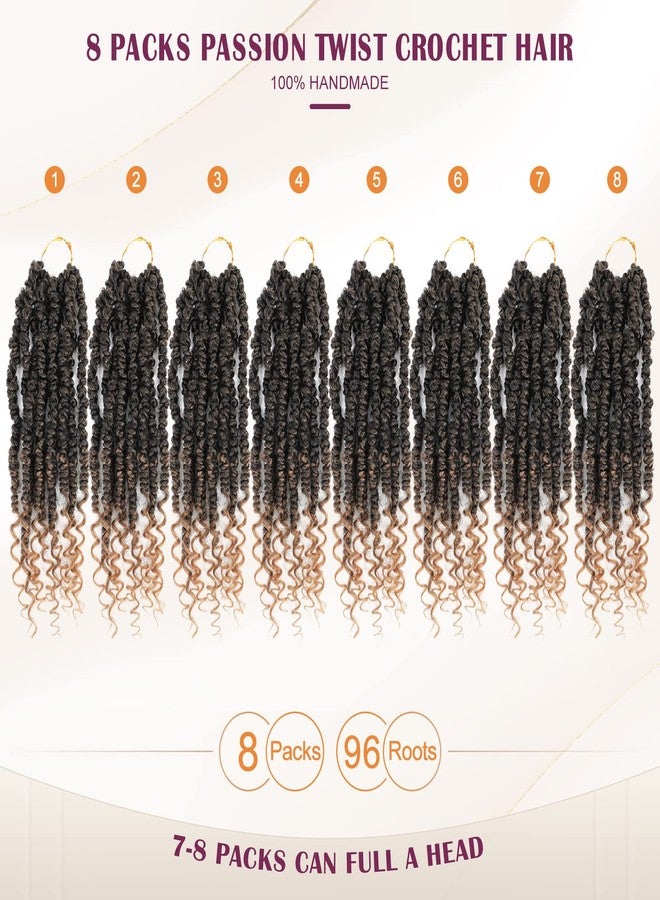 Admutty Passion Twist Hair 12 Inch,Passion Twist Crochet Hair,Pretwisted Passion Twist Hair 8 Packs,Short Passion Twist Crochet Braids,Pre Looped Crochet Hair for Black Women(1B/27) - Image 4