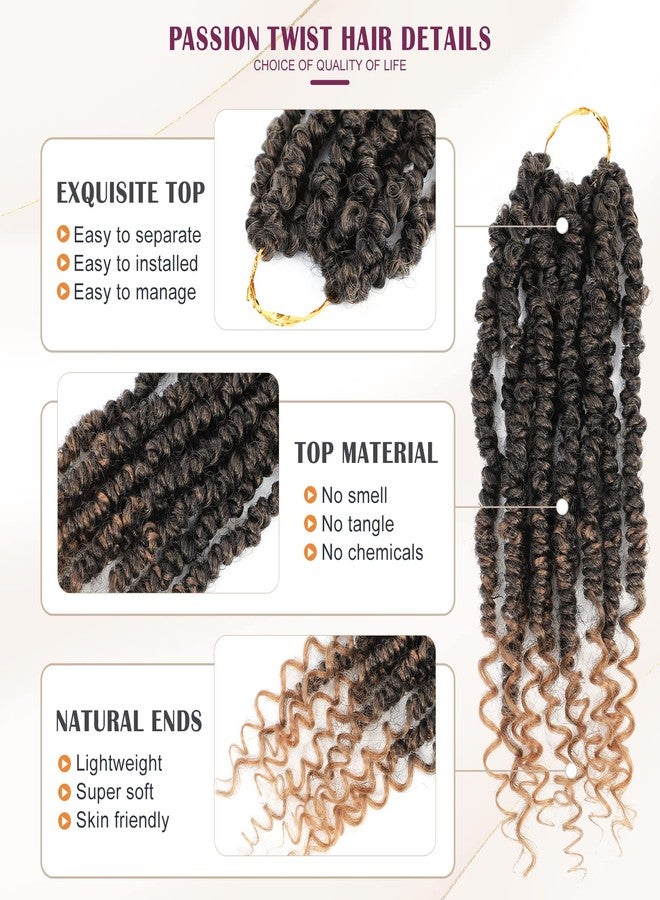 Admutty Passion Twist Hair 12 Inch,Passion Twist Crochet Hair,Pretwisted Passion Twist Hair 8 Packs,Short Passion Twist Crochet Braids,Pre Looped Crochet Hair for Black Women(1B/27) - Image 3