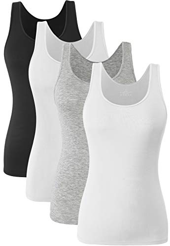 Orrpally Basic Tank Tops for Women Undershirts Tanks Top Lightweight Camis Tank Tops 4-Pack Black White Gray White L - Image 1