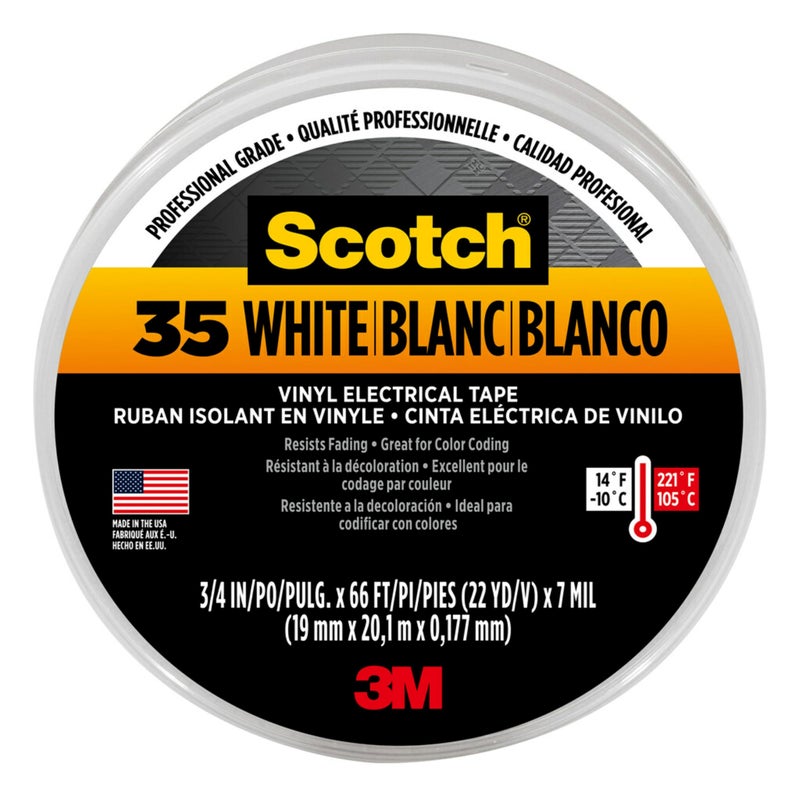 3M ELEC TAPE 3/4 inchX66' WHT (A) - Image 1