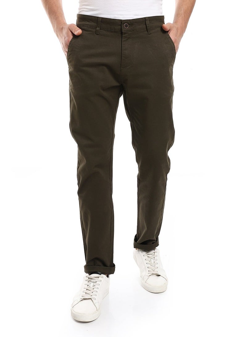 Andora Straight Fit Gabardine Pants With Side Pockets - Image 1