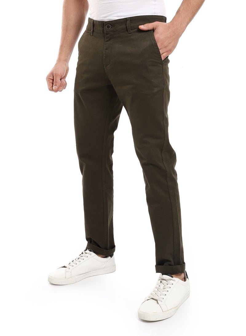 Andora Straight Fit Gabardine Pants With Side Pockets - Image 2