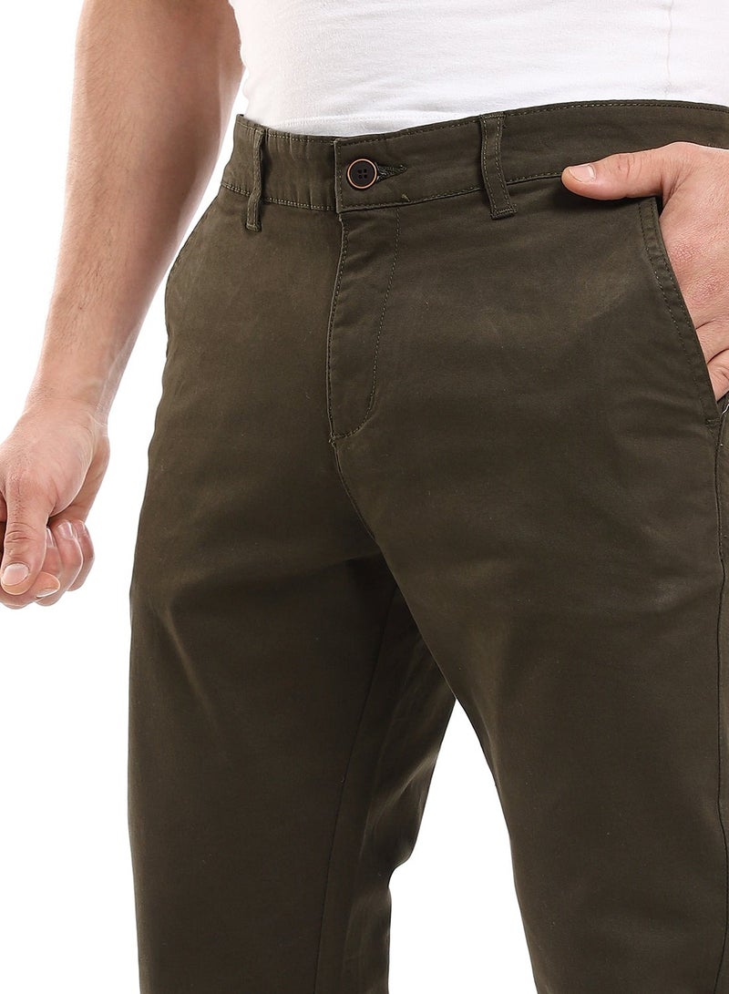 Andora Straight Fit Gabardine Pants With Side Pockets - Image 4