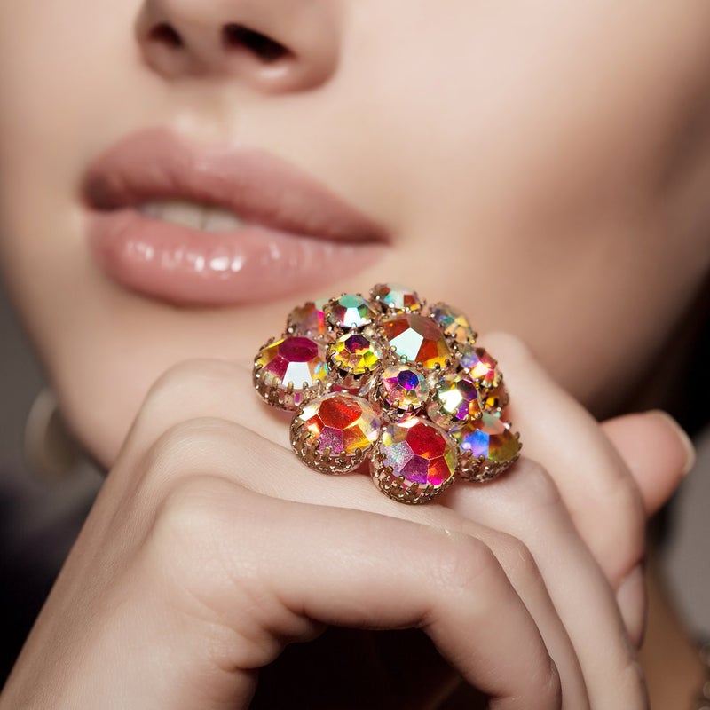 Bememo SS20 AB Crystal Diamond Rhinestones Flat Back Round Rhinestones Iridescent Crystals Round Beads Flat Back Glass (1440 Pieces) - Image 3