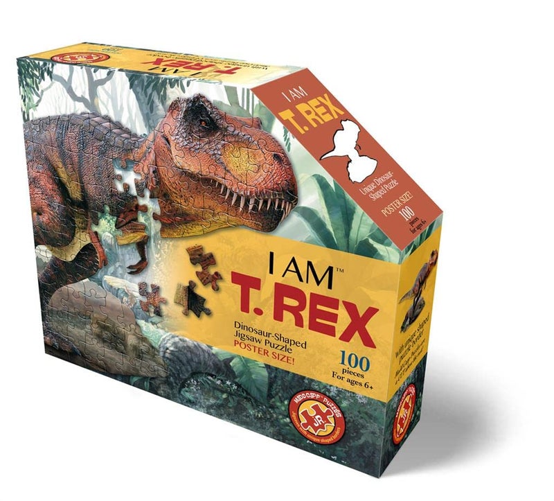 Madd Capp e11even  LLC Madd CAPP Puzzles Jr. - I AM T-Rex - 100 Pieces - Animal Shaped Jigsaw Puzzle (884014) - Image 1