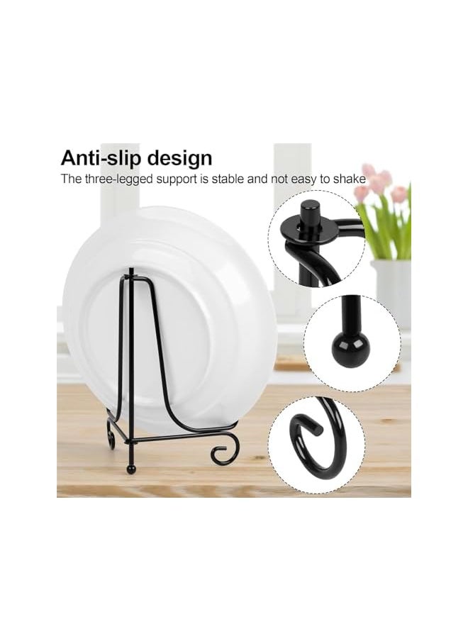 Plate Stands for Display, 6 inch Plate Holder Display Stand, Picture Frame Holder Stand, Black Iron Easel Stands for Photo, Decorative Plate, Tablets and Tabletop Art, 4 Pack