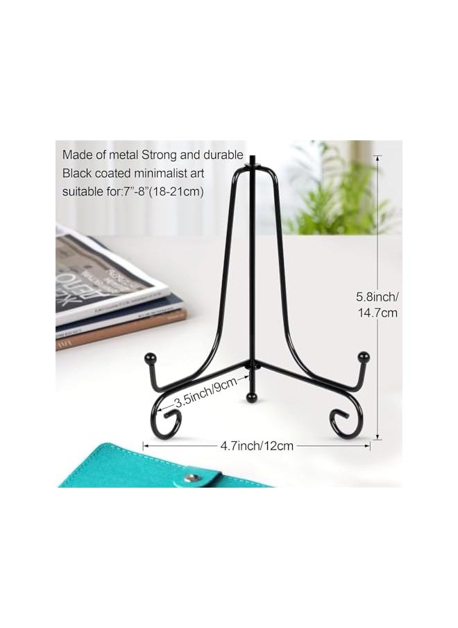 Plate Stands for Display, 6 inch Plate Holder Display Stand, Picture Frame Holder Stand, Black Iron Easel Stands for Photo, Decorative Plate, Tablets and Tabletop Art, 4 Pack