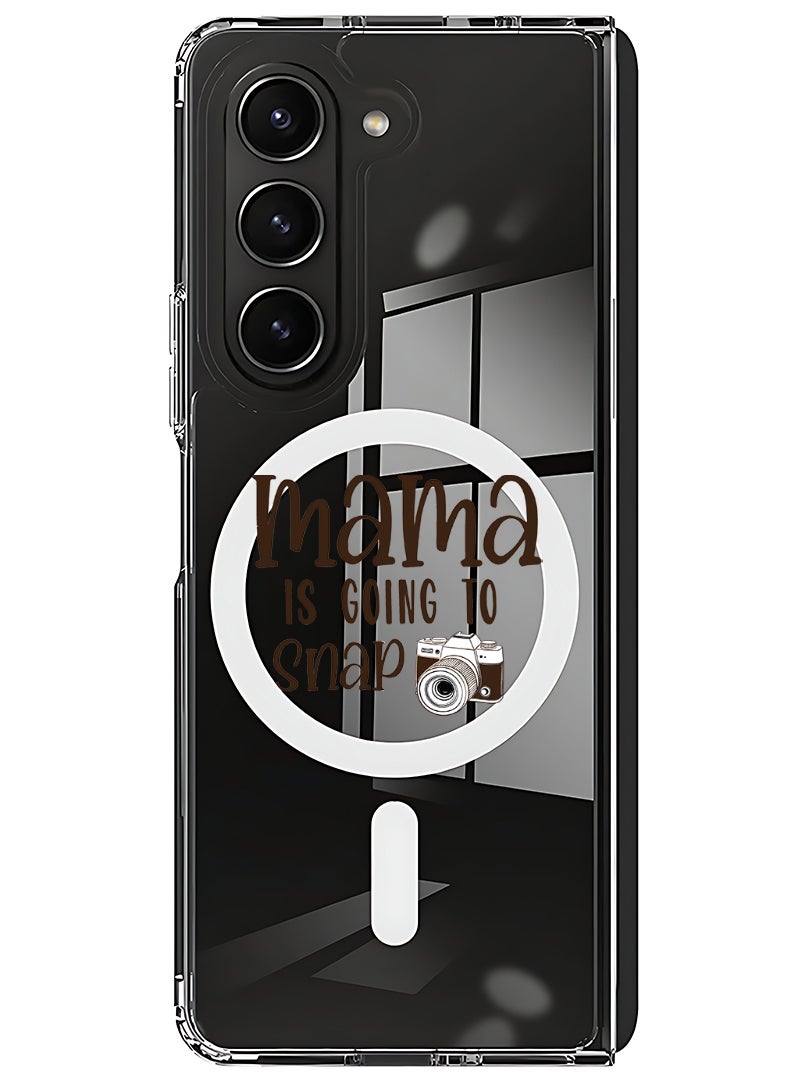 Theodor Magnetic Case for Samsung Galaxy Z Fold 5 Compatible with MagSafe Wireless Charging, Shockproof Phone Bumper Cover Mama is going to snap black - Image 1