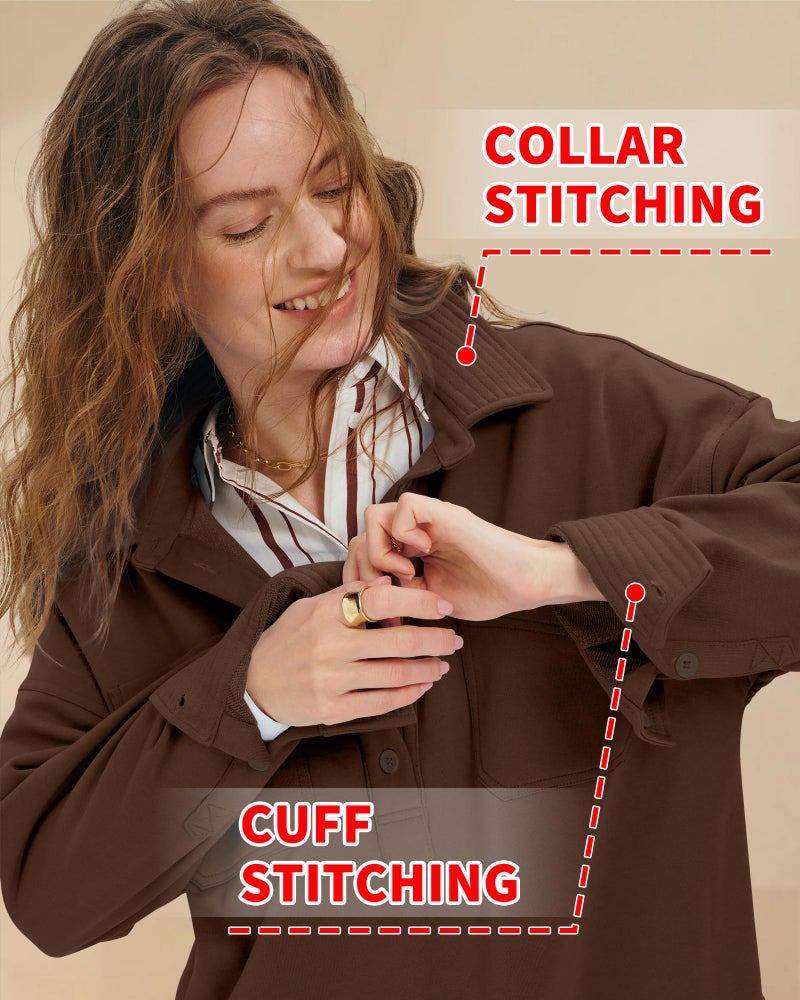 Locachy Women's Casual Oversized Polo Neck Sweatshirt Lapel Long Sleeve Button Pullover Tops Fashion Outfits Clothes Coffee M - Image 4
