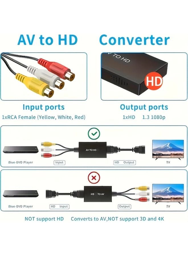 RCA to HD Video Converter AV to High Definition Signal Upgrade Device USB Powered for PS1 PS2 PS3 Xbox N64 WII SNES VHS Blu ray Players - Image 4