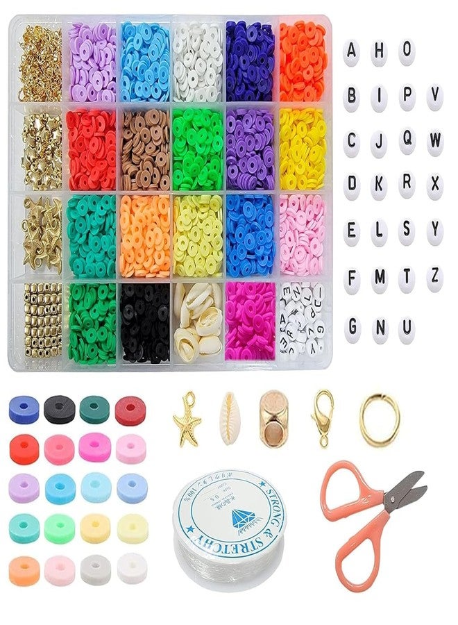 CURVE CREATION Jewellery Making Kit Bracelet Making Kit Macaron Color for Bracelet Making Clay Beads Kit Letter with Unicorn Pendants, Crystal Star Flower Hair Set for DIY Jewelry Crafts (Multicolor 4) - Image 1