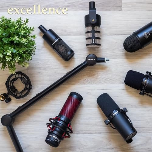 i-XTECH IXTECH Boom Arm - Adjustable 360° Rotatable Microphone Sturdy Stainless Steel Mic Desk, Table Stand Foldable Scissor Stable Mount Arms for Radio Studio, Podcast, Gaming - Image 5