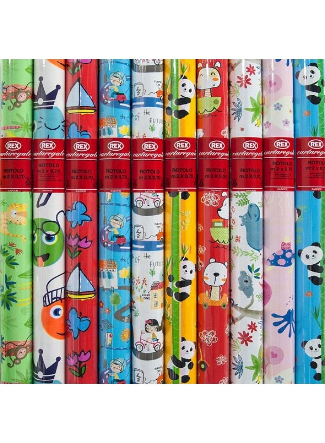 REX لفافة ورق تغليف مطبوع بنقشة حيوانات من ركس - 65 جرام/متر مربع، 2 × 0.7 متر، ورق تغليف وهوايات - Image 1