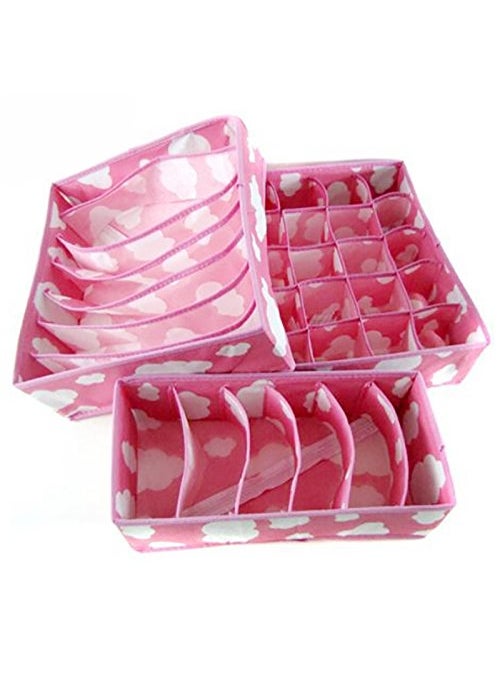 Styleys Styleys Standard Size Bamboo-Derived Rayon Foldable Drawer Dividers (Pink) - Set of 3  - Image 2
