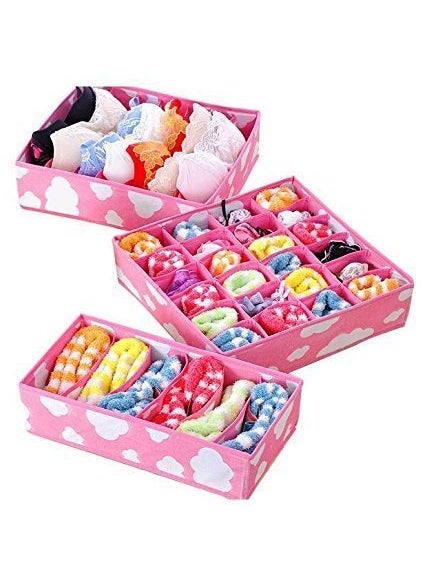 Styleys Styleys Standard Size Bamboo-Derived Rayon Foldable Drawer Dividers (Pink) - Set of 3  - Image 1