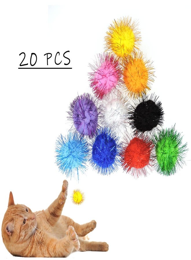 Andiker Cat Sparkle Balls - 1.5 Inches Colorful Tinsel Glitter Pom Pom Toys for Indoor Cats - Interactive and Lightweight to Keep Fit and Active (4.5cm, 20pcs) - Image 5
