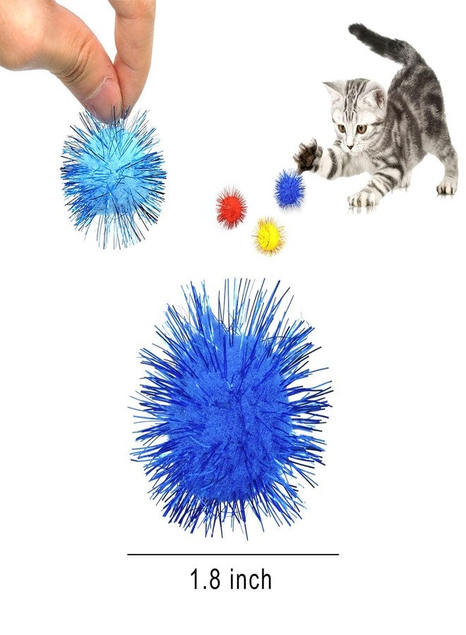 Andiker Cat Sparkle Balls - 1.5 Inches Colorful Tinsel Glitter Pom Pom Toys for Indoor Cats - Interactive and Lightweight to Keep Fit and Active (4.5cm, 20pcs) - Image 3