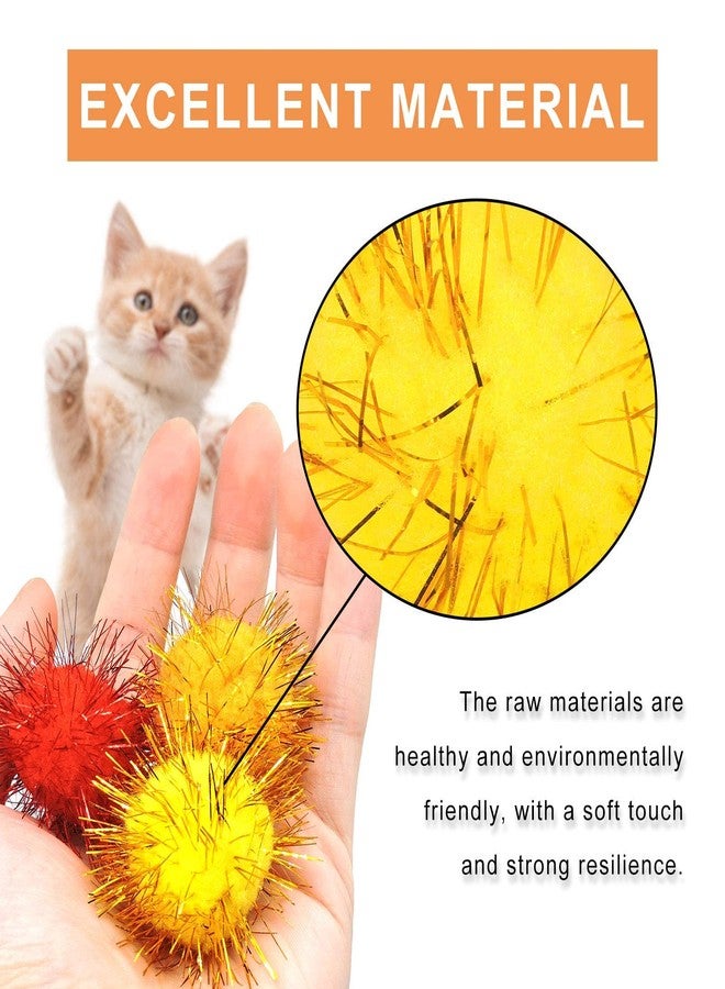 Andiker Cat Sparkle Balls - 1.5 Inches Colorful Tinsel Glitter Pom Pom Toys for Indoor Cats - Interactive and Lightweight to Keep Fit and Active (4.5cm, 20pcs) - Image 2