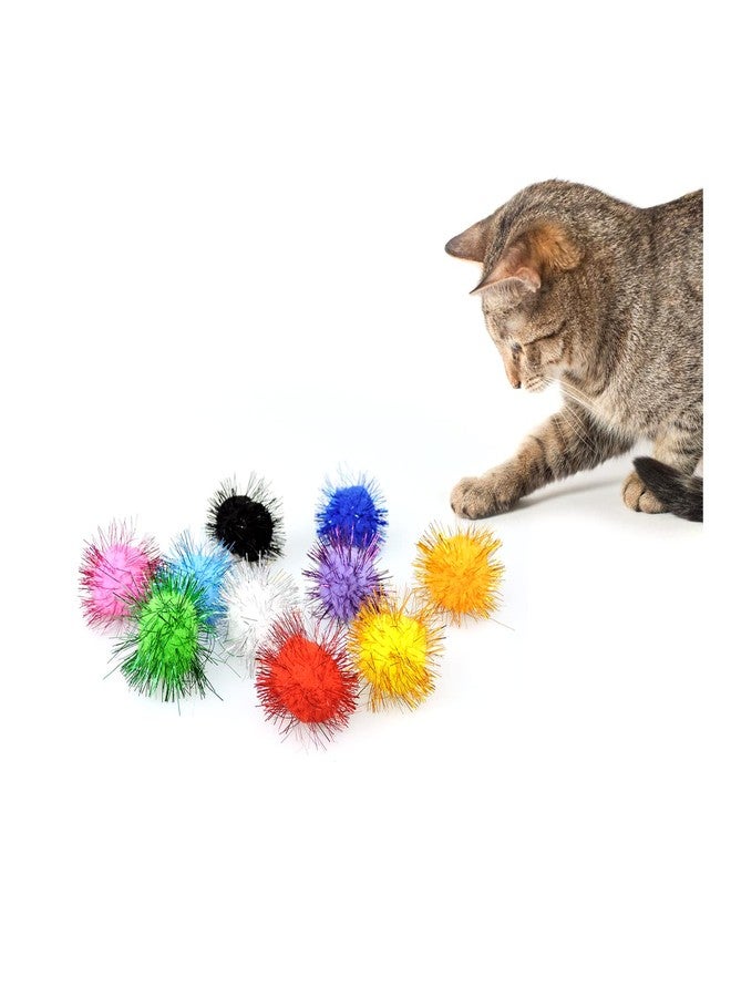Andiker Cat Sparkle Balls - 1.5 Inches Colorful Tinsel Glitter Pom Pom Toys for Indoor Cats - Interactive and Lightweight to Keep Fit and Active (4.5cm, 20pcs) - Image 4