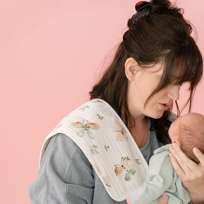 Crane Baby Muslin Baby Burp Cloths, Lightweight Absorbent Burp Cloth, Rainbow/Butterfly, Set of 3, 7â€ x 20â€, Newborn Baby Essentials, Burp Cloths Baby Boy, Burp Cloths Baby Girl, Newborn Essentials - Image 3