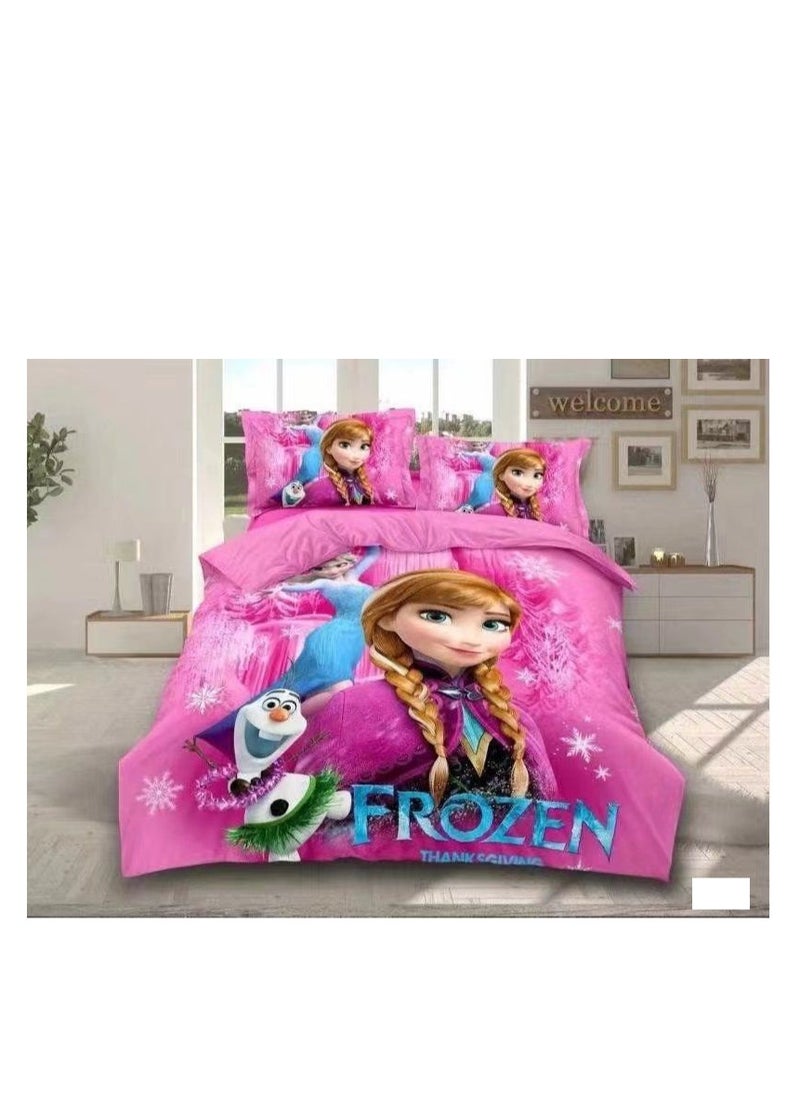 BAIG - 3D Comforters Queen Size Cartoon characters bedding set with fixed duvet insert, fitted bedsheet and pillowcase, 4-Pieces set QU2 - Image 1