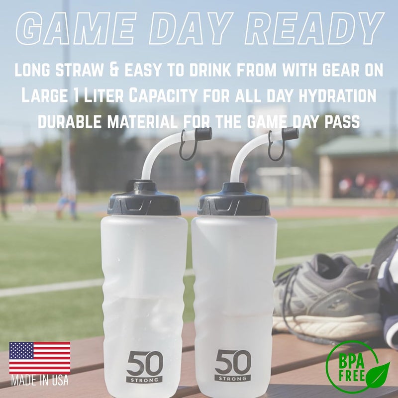 50 Strong 1-Liter Sports Water Bottle with Straw - BPA-Free, Reusable & Durable - Image 2