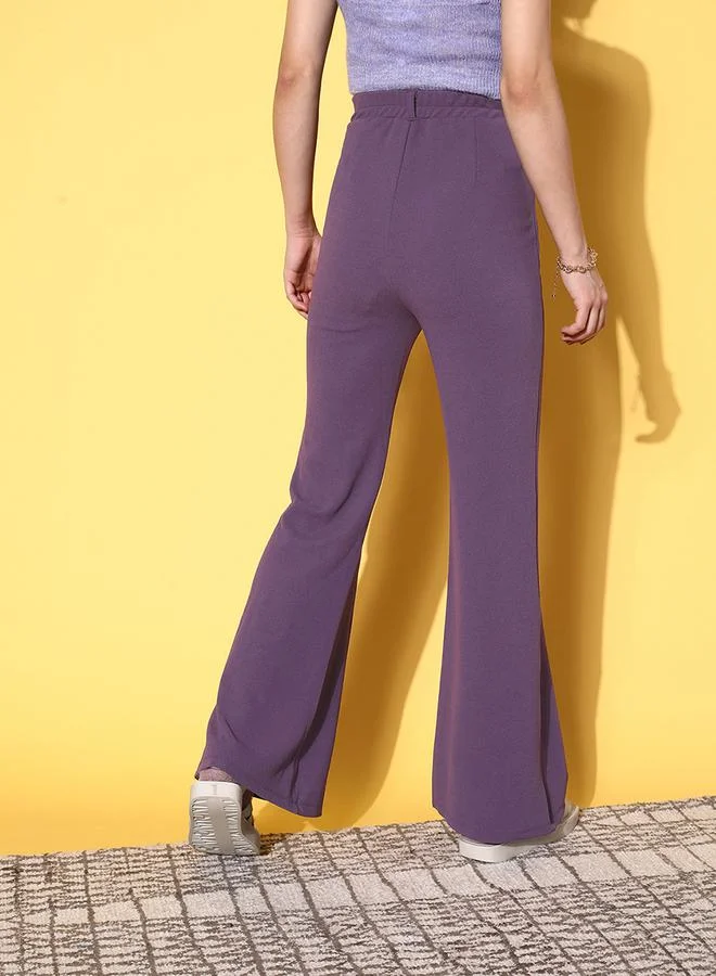 SASSAFRAS Solid Flare Fit Trousers by Styli