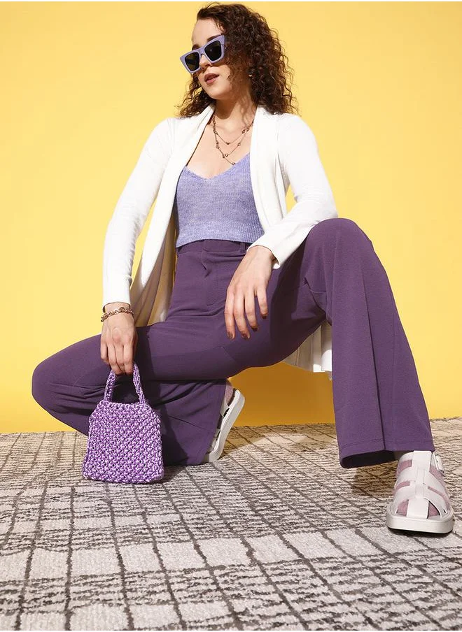 SASSAFRAS Solid Flare Fit Trousers by Styli