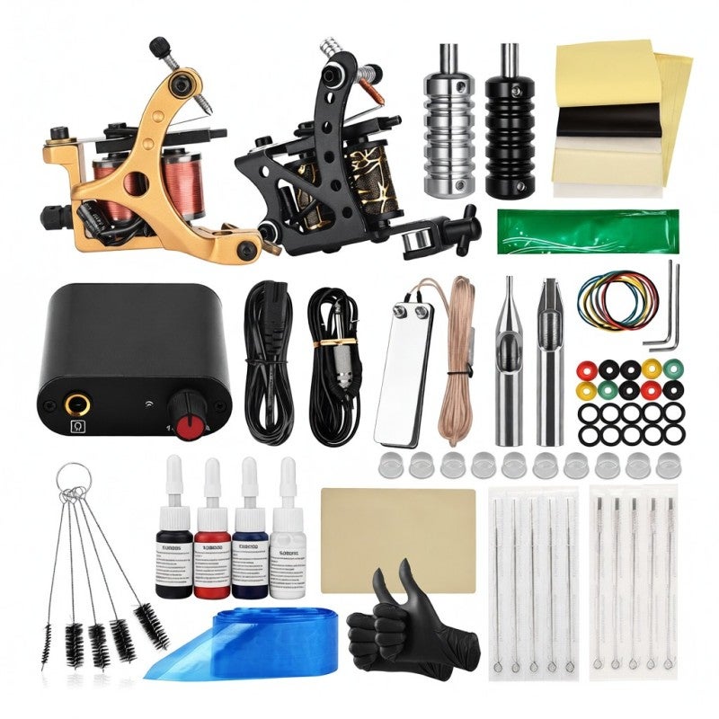 Tattoo Kit Tattoo Machine Kit 2 Rotary Tattoo Complete Shading& Lining Tools Tattoo Inks Needles Tips Grommets Tattoo Supply for Beginners& Artists - Image 1