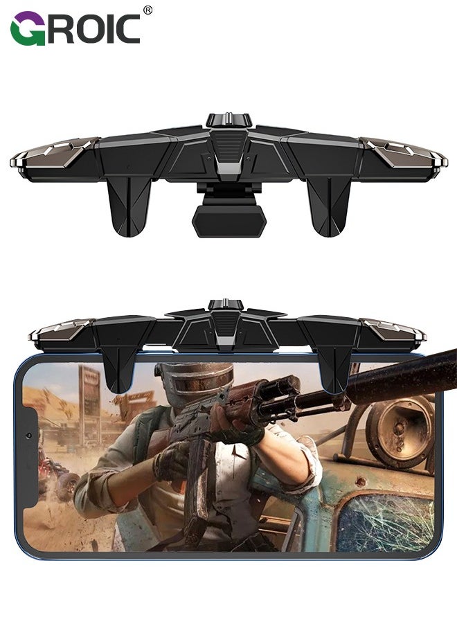 GROIC - Black Mobile Phone Controller for Android & iPhone, Game Controller Compatible with PUBG Mobile/Knives Out/Call of Duty Mobile, Phone Triggers for Gaming with Sensitive Shoot and Aim - Image 1