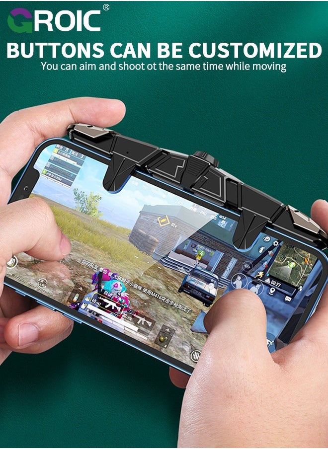 GROIC - Black Mobile Phone Controller for Android & iPhone, Game Controller Compatible with PUBG Mobile/Knives Out/Call of Duty Mobile, Phone Triggers for Gaming with Sensitive Shoot and Aim - Image 1