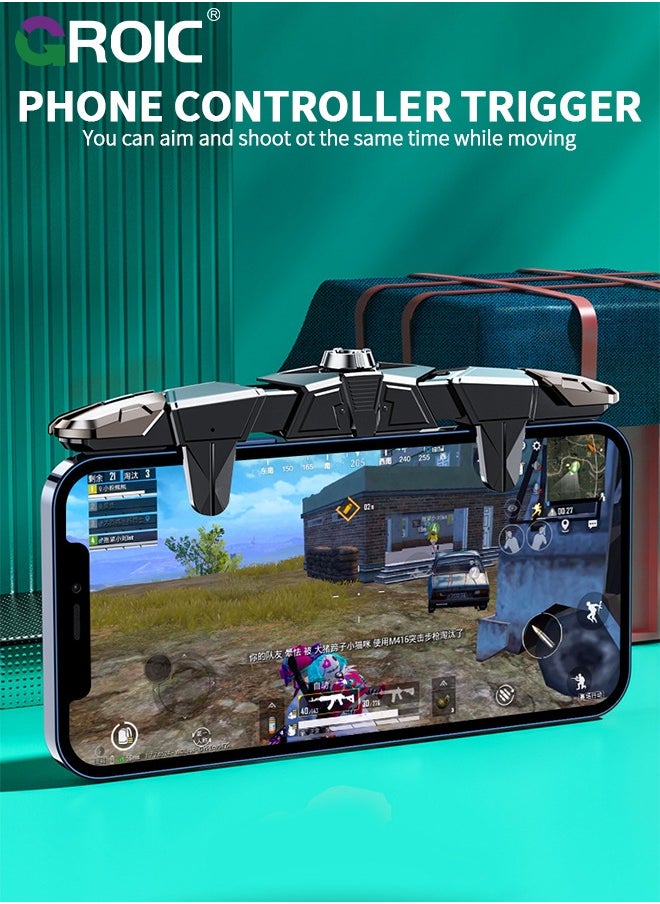 GROIC - Black Mobile Phone Controller for Android & iPhone, Game Controller Compatible with PUBG Mobile/Knives Out/Call of Duty Mobile, Phone Triggers for Gaming with Sensitive Shoot and Aim - Image 1