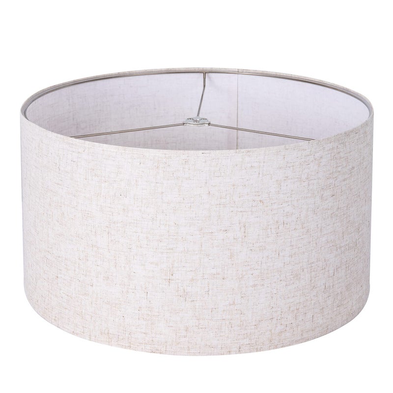 Wellmet Self-assembly Lampshade, Linen, 18" Top x18" Bottom x12" High, Drum Lampshade for Table Lamp, Bedside Lamp, Floor Lamp, Fabric Replacement Lamp Shade Classic Modern Style, Spider Fitter - Image 1