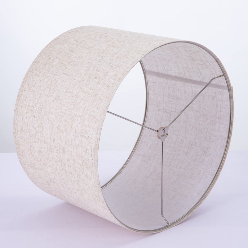 Wellmet Self-assembly Lampshade, Linen, 18" Top x18" Bottom x12" High, Drum Lampshade for Table Lamp, Bedside Lamp, Floor Lamp, Fabric Replacement Lamp Shade Classic Modern Style, Spider Fitter - Image 2