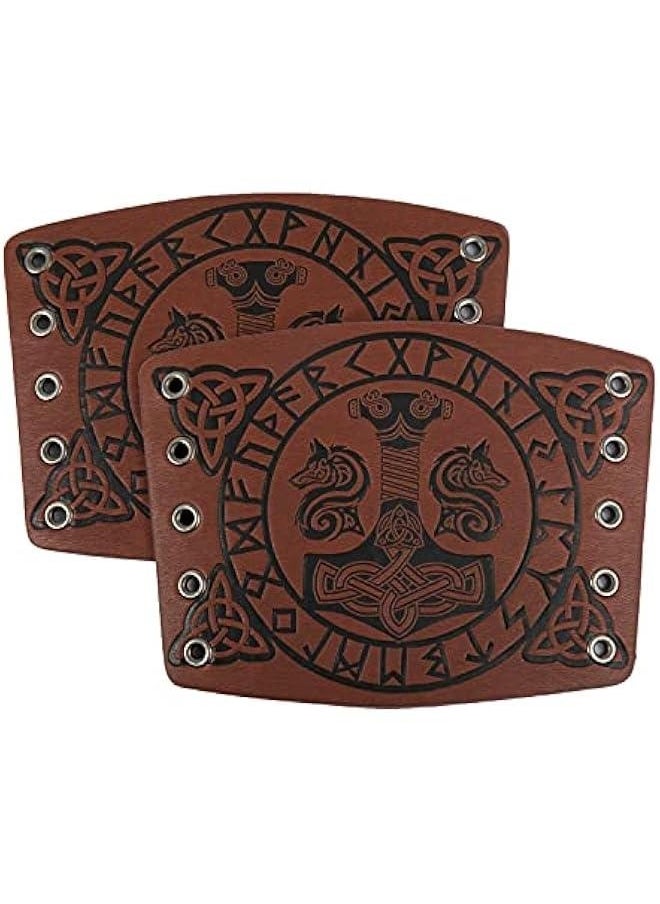 Generic Viking Arm Bracer, Embossed Norse Symbol Faux Leather Arm Armor, Medieval Faux Leather Arm Wristband for LARP  - Image 2