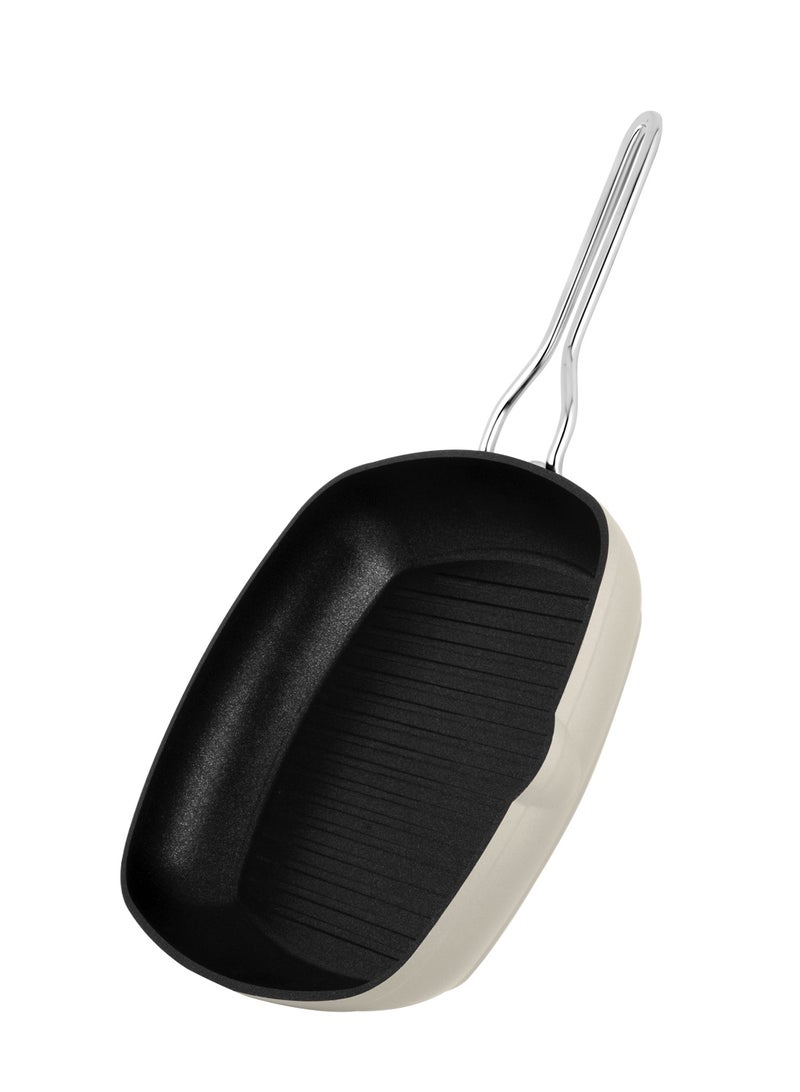 lines Turkish Tefal Granite Cookware Set by Lines – 10-Piece Set – Pyrex Lid – Suitable for all stovetops – Made in Turkey. Turkish Granite Cookware Set by Lines – 10-Piece Set – Sizes 18/20/24/28 cm + 28 cm Grill Pan + 28 cm Oven Tray + Pyrex Lid – 6 Colors ( Cream ) - Image 3