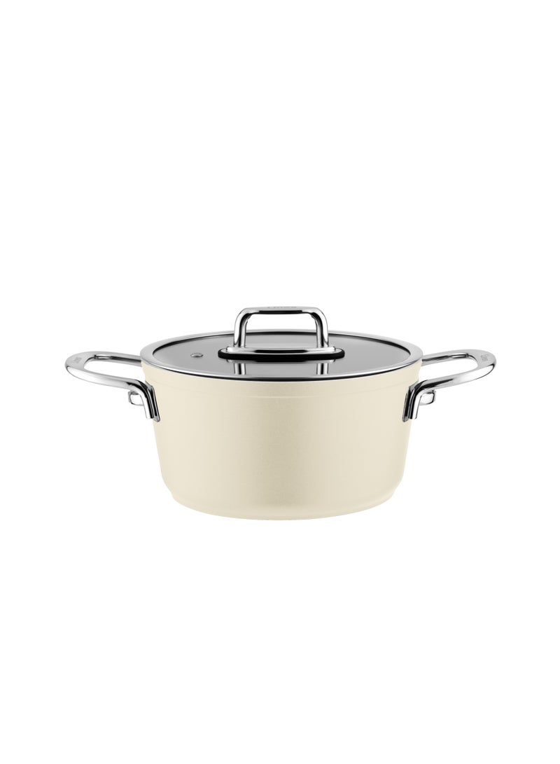 lines Turkish Tefal Granite Cookware Set by Lines – 10-Piece Set – Pyrex Lid – Suitable for all stovetops – Made in Turkey. Turkish Granite Cookware Set by Lines – 10-Piece Set – Sizes 18/20/24/28 cm + 28 cm Grill Pan + 28 cm Oven Tray + Pyrex Lid – 6 Colors ( Cream ) - Image 2