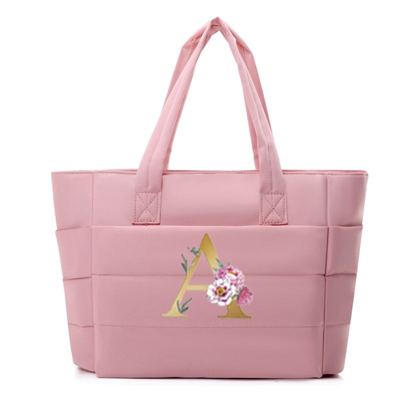 Large-Capacity Letter Tote Bag Handbag Multi-Compartment Shoulder Bag Fitness Travel Bag Letter Embroidery - Image 1