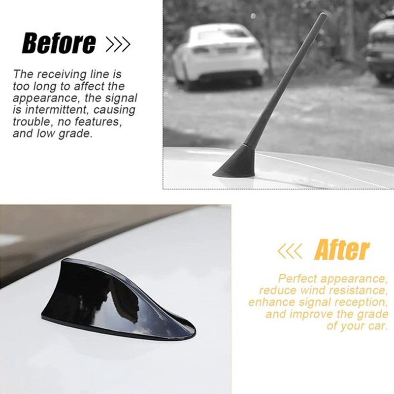 Universal Shark Fin Car Antenna – Roof Mount Radio Signal Booster, FM/AM Aerial Replacement, Aerodynamic Streamline Design, High Conductivity Copper Core, Self-Adhesive Installation – Black - Image 4