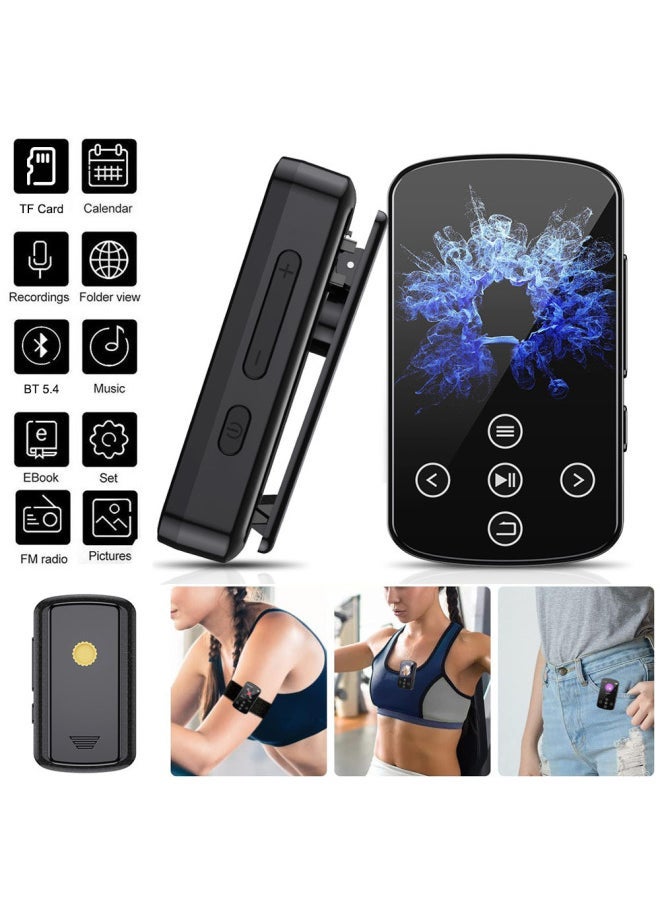 [Cross-border] MP3/MP4 Bluetooth Music Player HIFI High-fidelity Sports Clip Touch Screen Buttons-Body Color:Black/bluetooth Radio External Model-Memory Capacity:16GB - Image 2