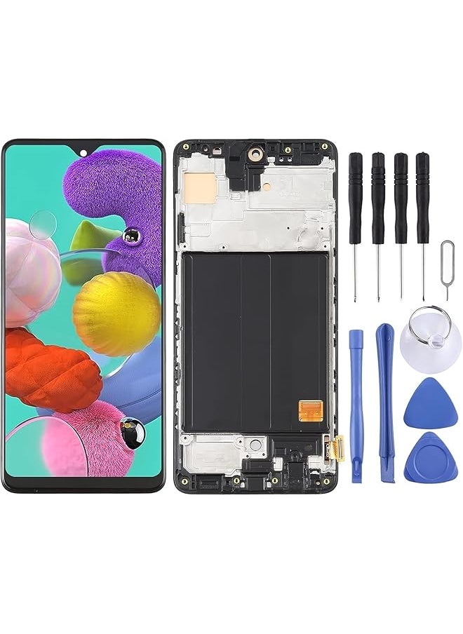 إيروريكس قطع غيار شاشة LCD ومحول رقمي من مادة Oled مجموعة كاملة مع إطار لهاتف Samsung Galaxy A51 Sm A515 6.36 بوصة طقم بديل لشاشة الهاتف المحمول اللون أسود  - Image 1