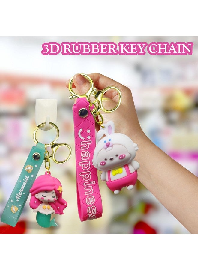 FunBlast Kawaii Keychain - Rabbit and Mermaid Key Chain, 3D Fancy Rubber Key Ring, Keyrings for Home, Office, Car, Best Gift Keychains, Charm Key- Chain for Bag/Door (Pink) - Image 4