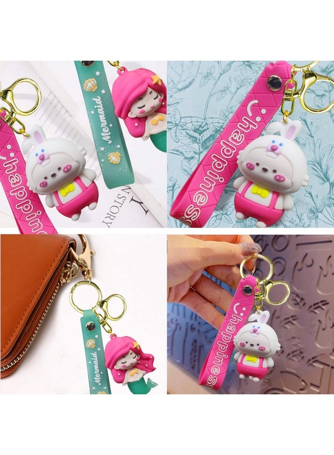 FunBlast Kawaii Keychain - Rabbit and Mermaid Key Chain, 3D Fancy Rubber Key Ring, Keyrings for Home, Office, Car, Best Gift Keychains, Charm Key- Chain for Bag/Door (Pink) - Image 3