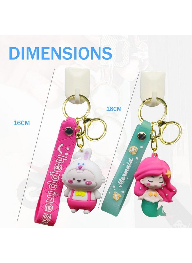 FunBlast Kawaii Keychain - Rabbit and Mermaid Key Chain, 3D Fancy Rubber Key Ring, Keyrings for Home, Office, Car, Best Gift Keychains, Charm Key- Chain for Bag/Door (Pink) - Image 2