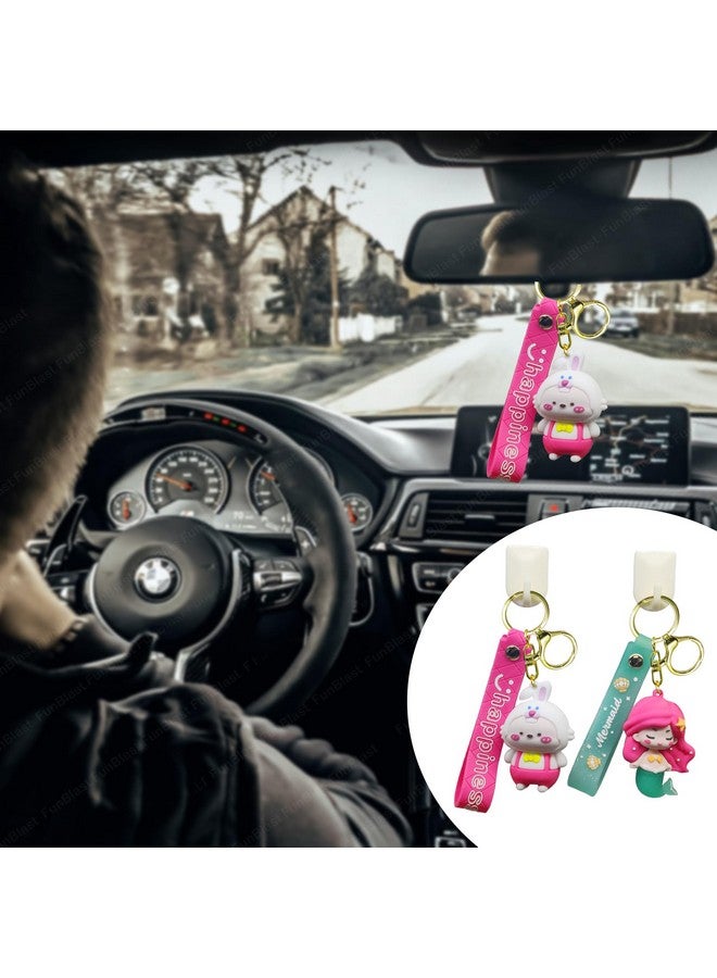 FunBlast Kawaii Keychain - Rabbit and Mermaid Key Chain, 3D Fancy Rubber Key Ring, Keyrings for Home, Office, Car, Best Gift Keychains, Charm Key- Chain for Bag/Door (Pink) - Image 5