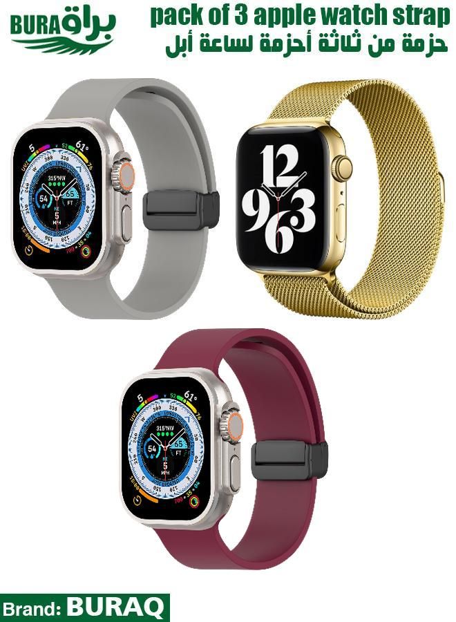 BURAQ Apple Watch Band Strap For Apple Watch Ultra 2/Ultra 49mm, Series 10 46mm, 9/8/7 45mm, SE2/SE/6/5/4 44mm, 3/2/1 42mm