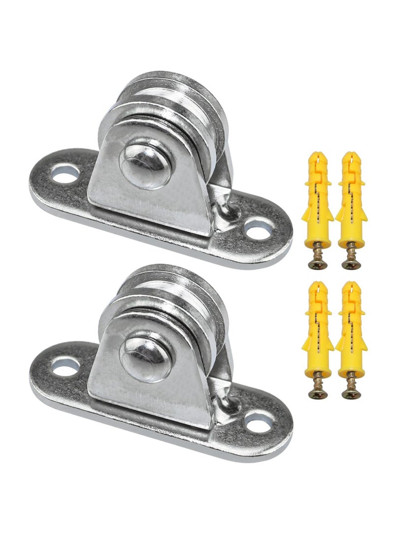 Excefore - Pulley Block Silent Pulley Wheel, 2Pcs Heavy Duty Fixed Pullies Loading 176 lb for Cord Material Handling Moving and DIY Project Wall Ceiling Mount Pulleys - Image 1
