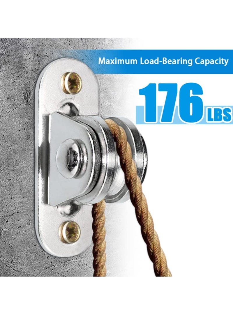 Excefore - Pulley Block Silent Pulley Wheel, 2Pcs Heavy Duty Fixed Pullies Loading 176 lb for Cord Material Handling Moving and DIY Project Wall Ceiling Mount Pulleys - Image 1